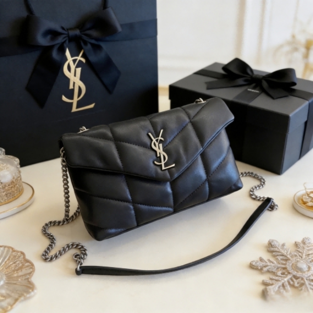 YSL Loulou Puffer Quilted Bag in Black